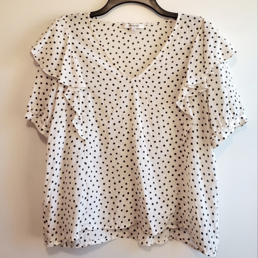 Madewell White Polka Dot Blouse